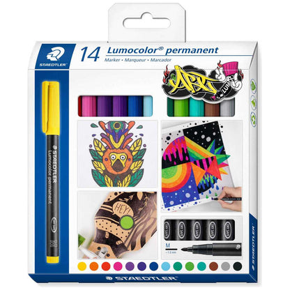 STAEDTLER Folienstift M 317 Lumocolor permanent 14 Stück -SONDERFARBEN-