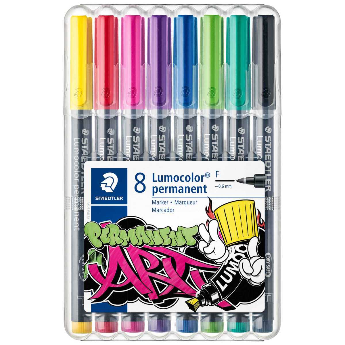 STAEDTLER Folienstift F 318 Lumocolor permanent 8 Stück -SONDERFARBEN-