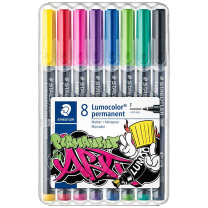 STAEDTLER Folienstift F 318 Lumocolor permanent 8 Stück -SONDERFARBEN-