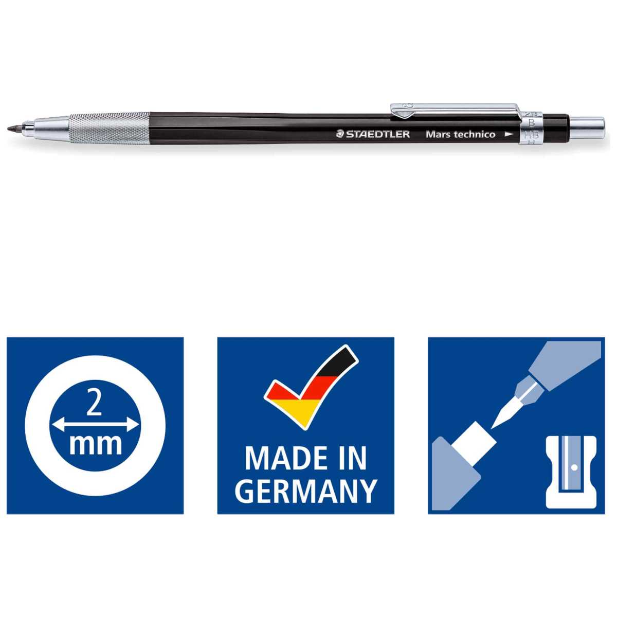 STAEDTLER Fallminenstift Mars 780 C-9 technico HB schwarz mit Clip