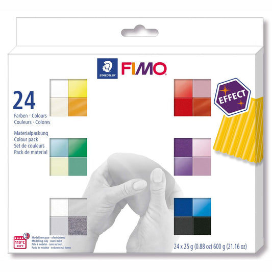 STAEDTLER Modelliermasse Fimo soft 24 x 25g Sparpack EFFECT 24 Farben