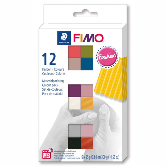 STAEDTLER Modelliermasse Fimo soft 12 x 25g Sparpack 12 Farben FASHION