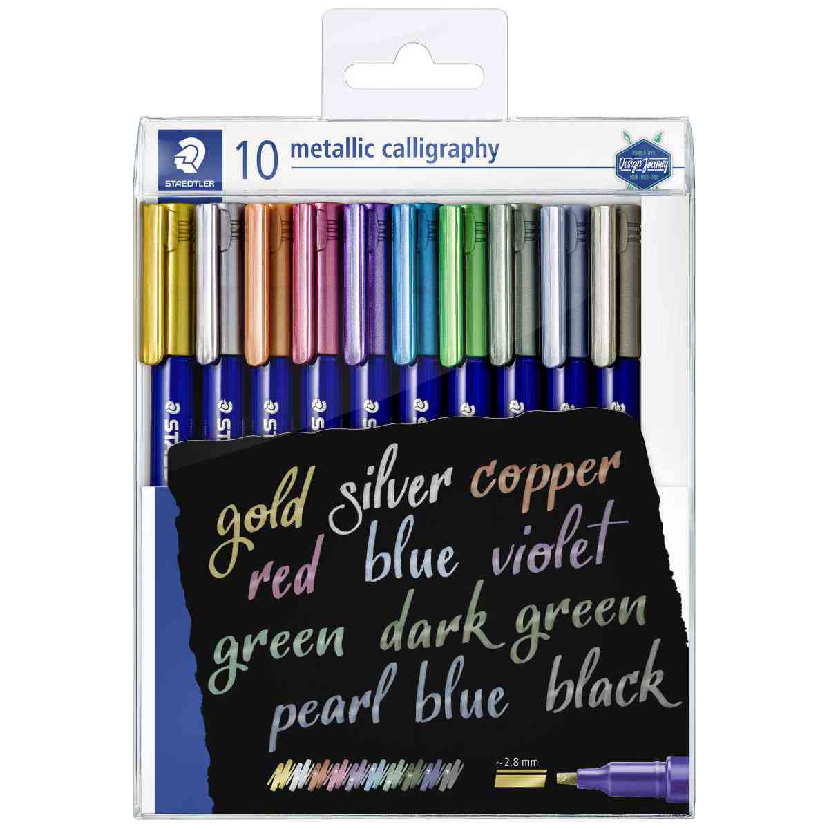 STAEDTLER Fasermaler Metallic Calligraphy Marker 10 Farben 1-2,8mm