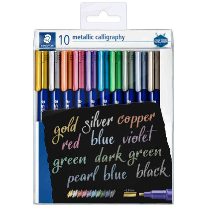 STAEDTLER Fasermaler Metallic Calligraphy Marker 10 Farben 1-2,8mm