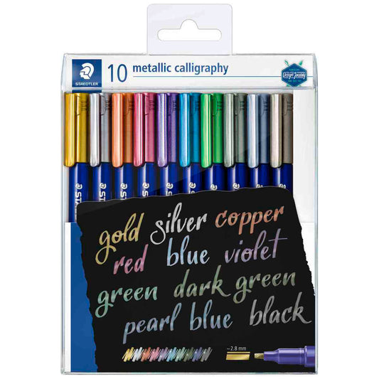 STAEDTLER Fasermaler Metallic Calligraphy Marker 10 Farben 1-2,8mm