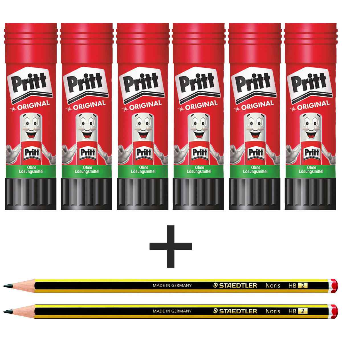 PRITT Klebestift 22g WA12 SPARPACK 6 Stück + 2 Bleistite GRATIS
