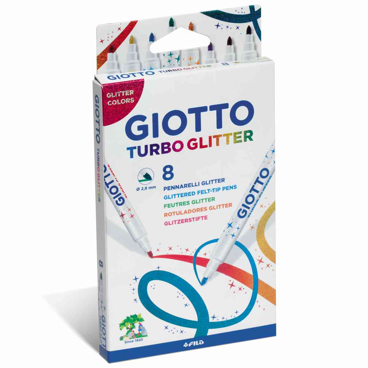 GIOTTO Fasermaler Turbo Glitter 8 metallic Farben