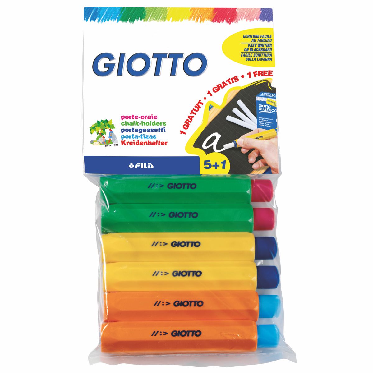 GIOTTO Kreidehalter bis 10mm farbig + 1 Kreide GRATIS