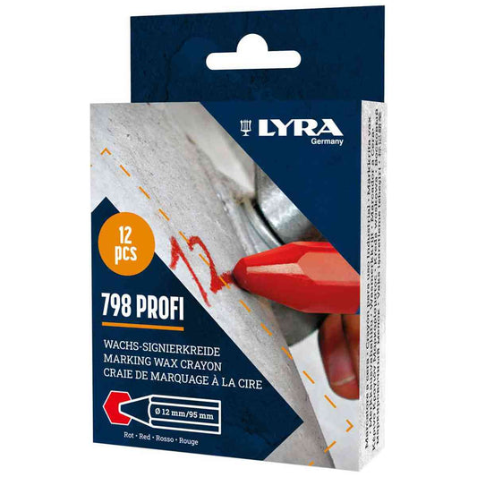 LYRA Wachs-Signierkreide 798 Profi rot D=12mm 12 Stück