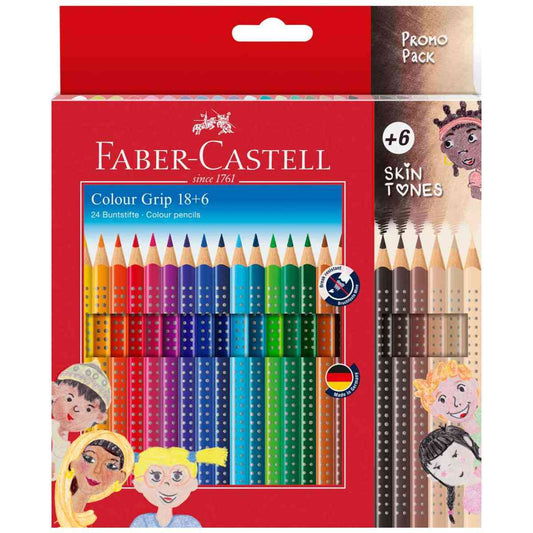 FABER CASTELL Farbstift COLOUR GRIP 2001 24 Farben 18+6 Skin Tones -Edition-