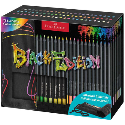 FABER CASTELL Farbstifte Black Edition 72 Farben + Stifterolle GRATIS