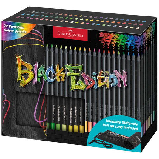 FABER CASTELL Farbstifte Black Edition 72 Farben + Stifterolle GRATIS