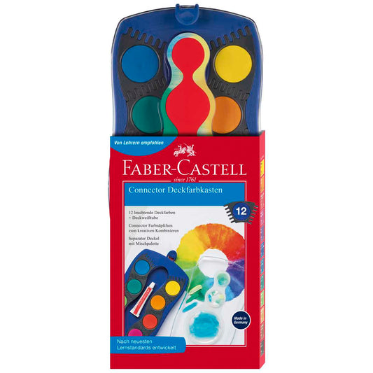 FABER CASTELL Deckfarbkasten Connector 12 Farben blau
