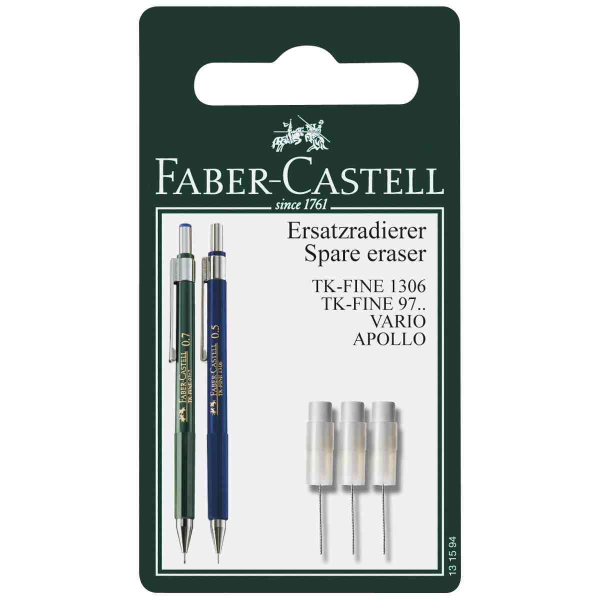 FABER CASTELL Ersatzradierer für TK FINE 97xx / 1306, 3 Stück