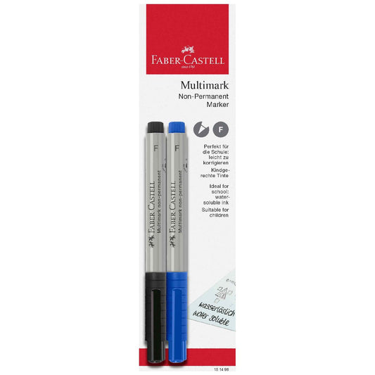 FABER CASTELL Folienstift Set MULTIMARK non-permanent F blau + schwarz