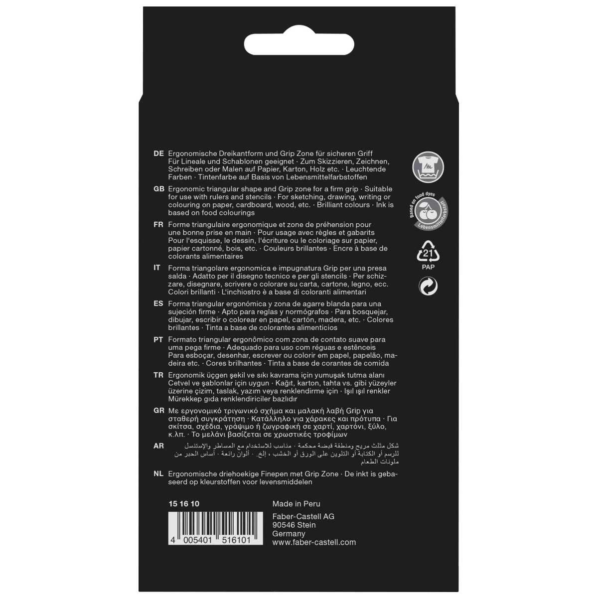 FABER CASTELL Fineliner Grip Finepen 0,4mm 10 Farben