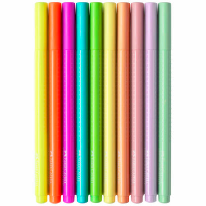 FABER CASTELL Filzstift Grip Neon + Pastell 10 Farben Etui