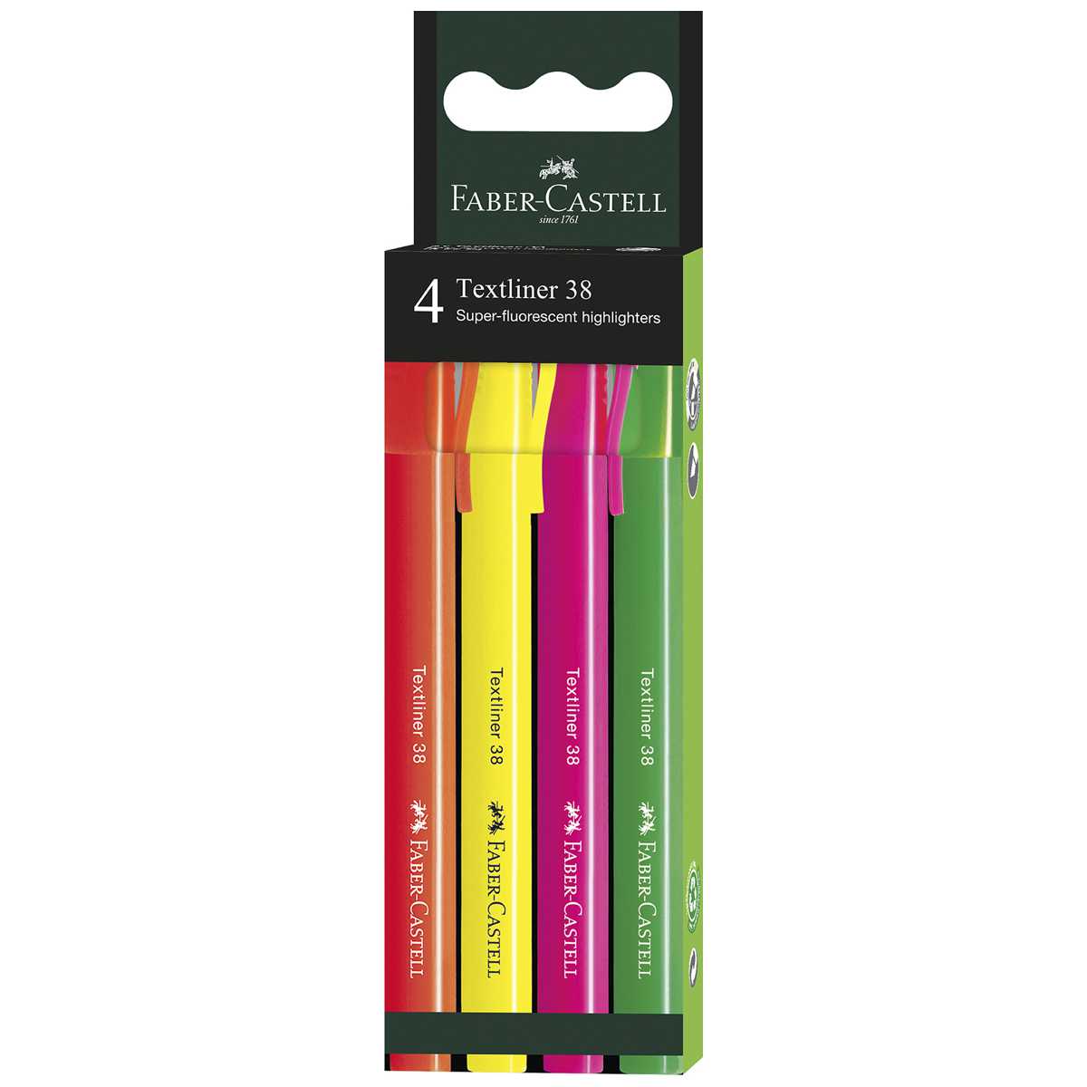 FABER CASTELL Textmarker Textliner 1577 1-3,8mm 4 verschiedene Farben im Set