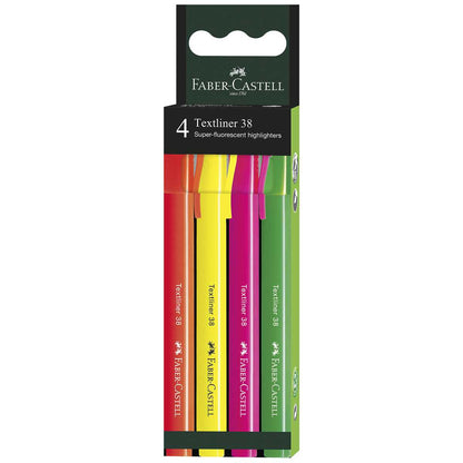 FABER CASTELL Textmarker Textliner 1577 1-3,8mm 4 verschiedene Farben im Set