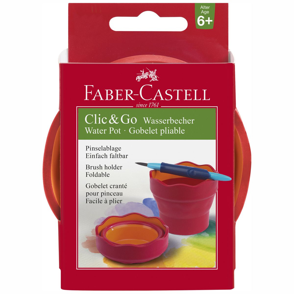 FABER CASTELL Wasserbecher CLIC & GO rot / orange