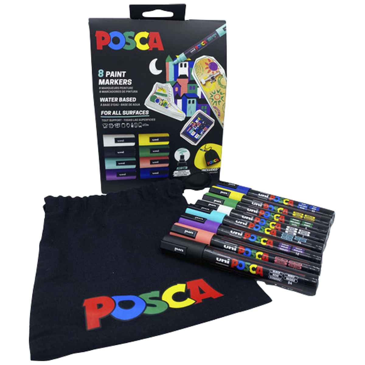 POSCA Marker Acryl-Farbmarker UNI PC-5M 1,8-2,5mm 8 Farben im Aktionsset
