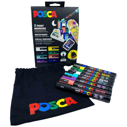 POSCA Marker Acryl-Farbmarker UNI PC-5M 1,8-2,5mm 8 Farben im Aktionsset