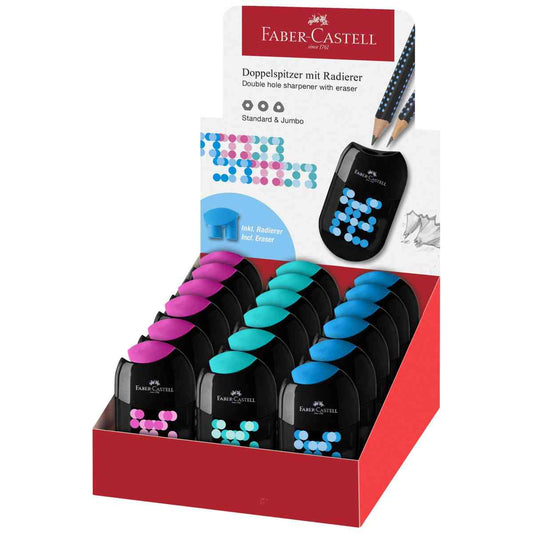 FABER CASTELL Doppelspitzer Two Tone inkl. Radierer sort.