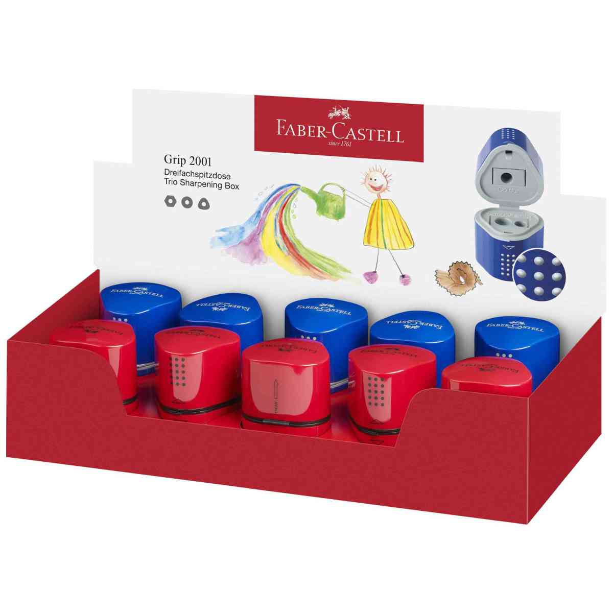 FABER CASTELL Dosenspitzer Grip 2001 rot  / blau 3-Loch