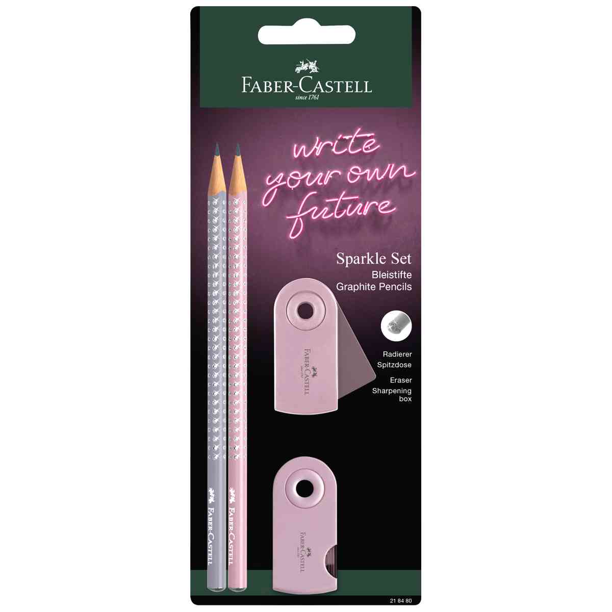 FABER CASTELL Bleistift Spitzer Radierer Set Sparkle rose shadows