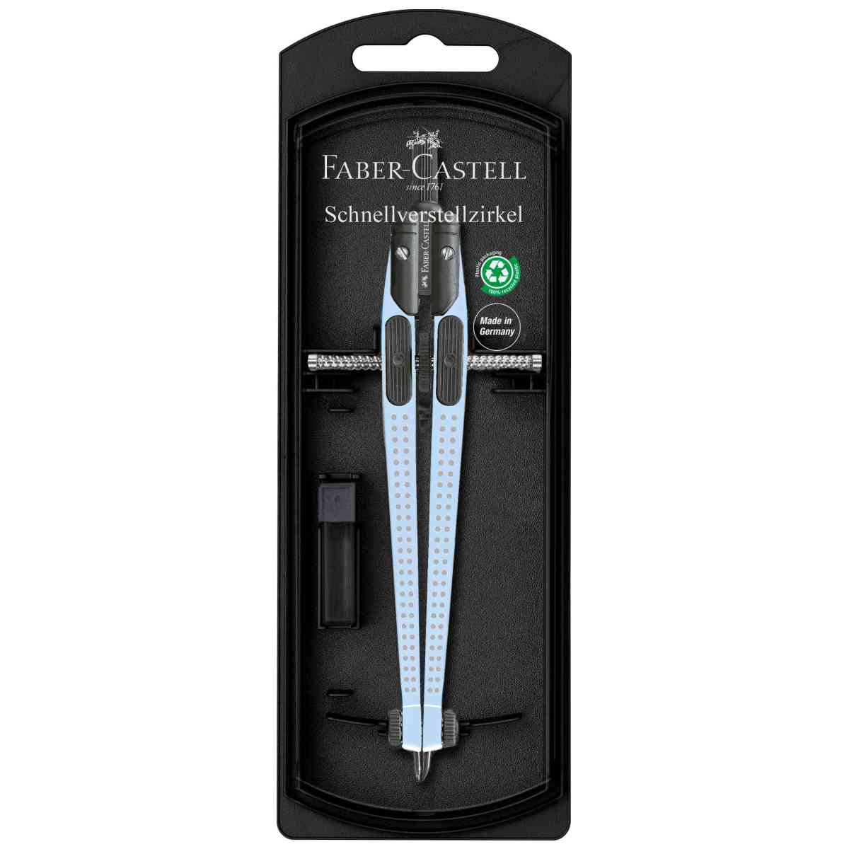 FABER CASTELL Schnellverstell Zirkel GRIP sky blue