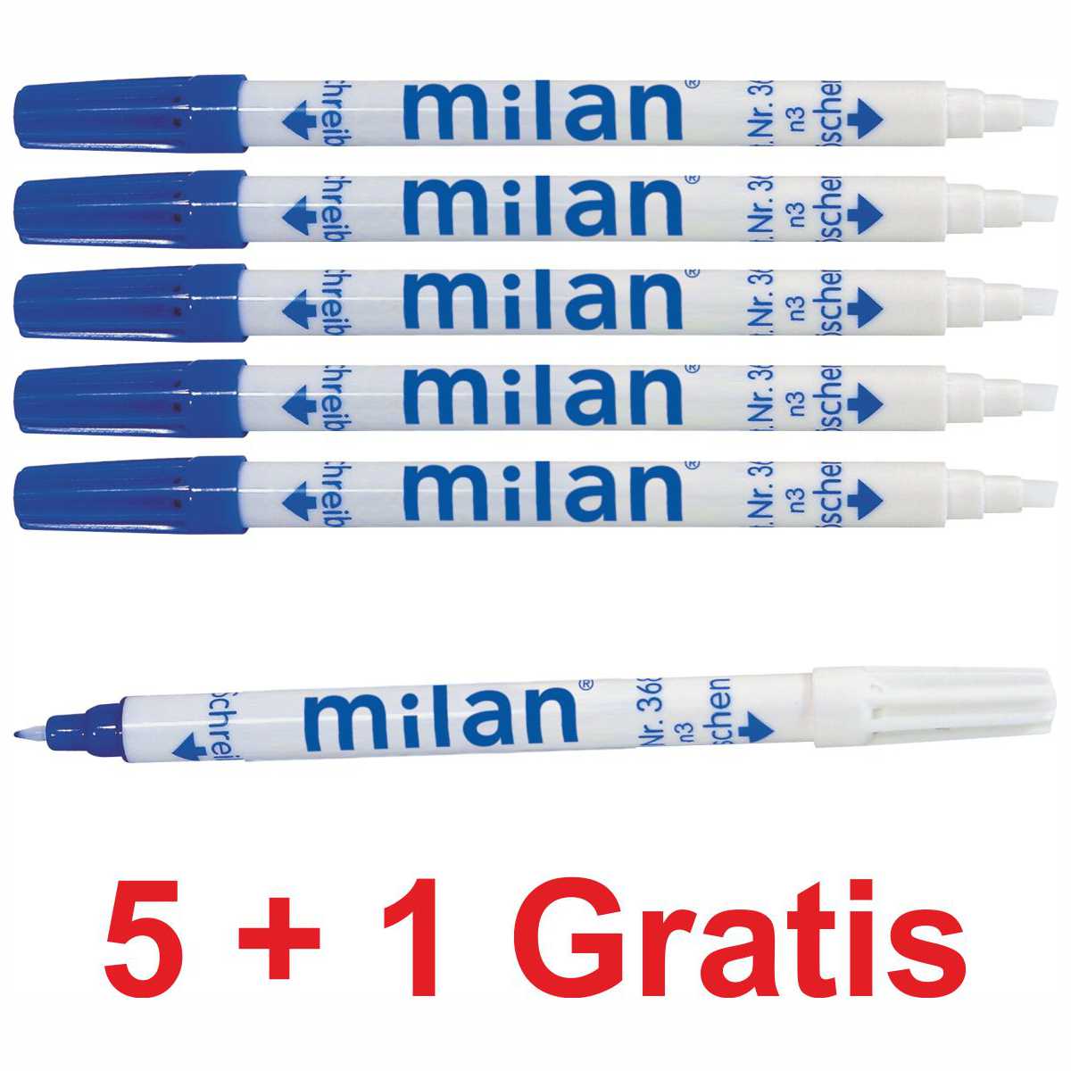 MILAN Tintenlöscher Tintenkiller Keilspitze 1-4mm 5 + 1 Sparpack