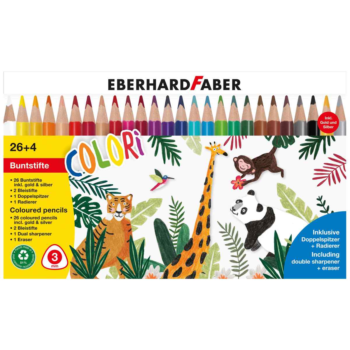 EBERHARD FABER Buntstifte Set Colori 26+4 Farbstifte Bleistifte Radierer Spitzer