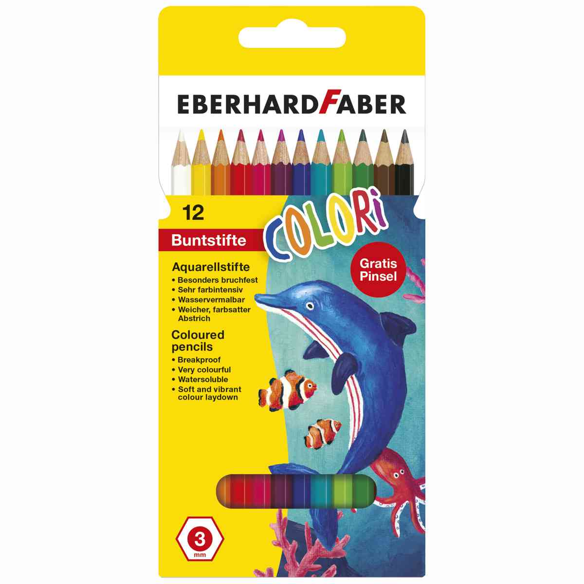 EBERHARD FABER Aquarell Farbstift 12 Farben + Pinsel GRATIS