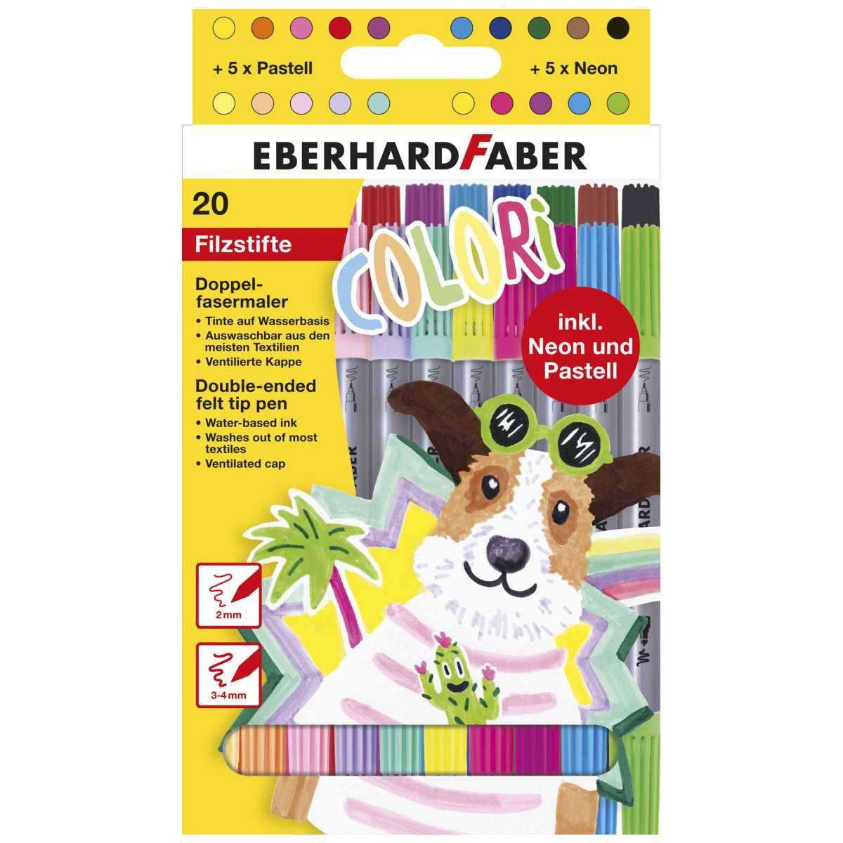 EBERHARD FABER Fasermaler doppelt COLORI 20 Farben incl. NEON und PASTELL