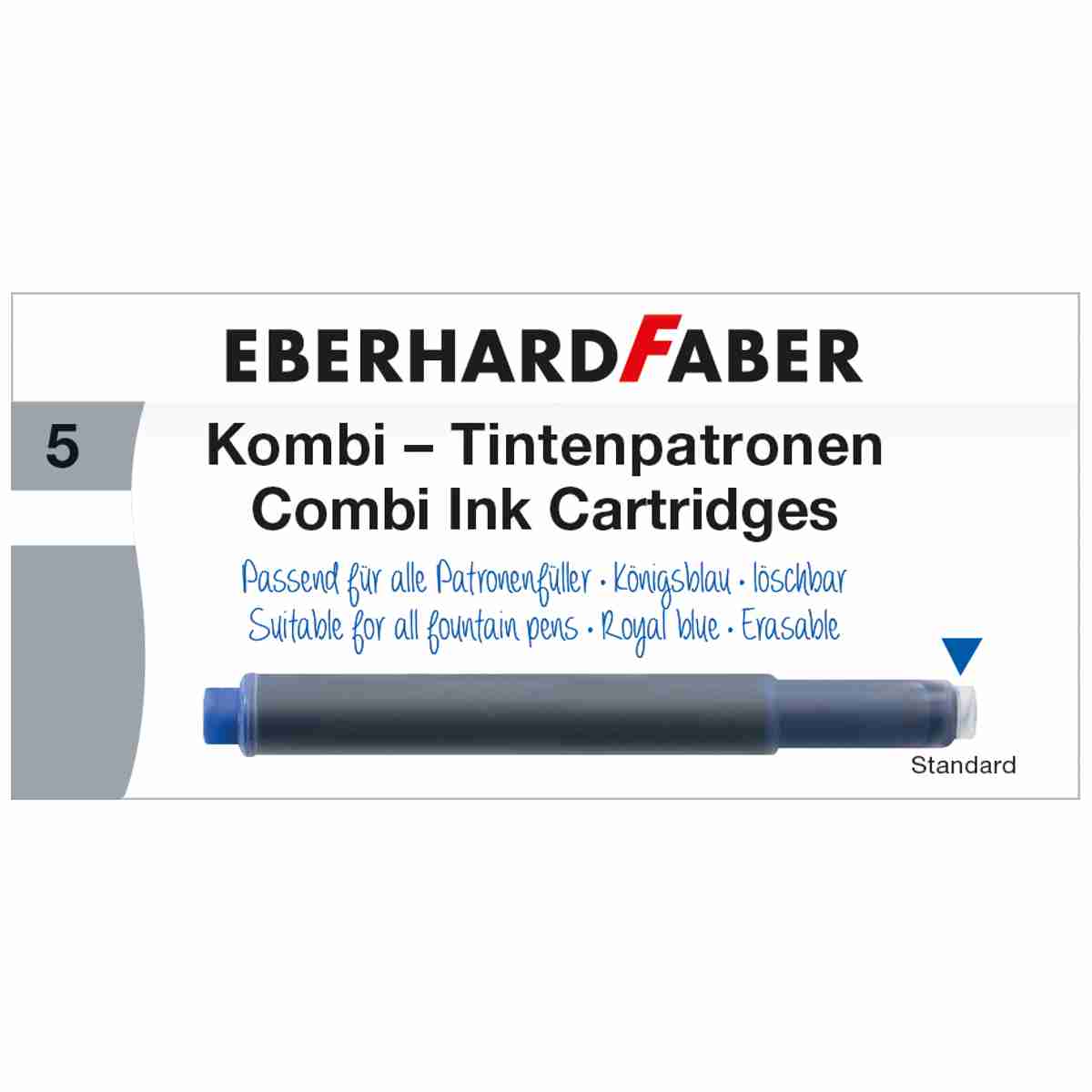 EBERHARD FABER Kombi - Tintenpatronen blau 5 Stück für PELIKAN LAMY FABER ONLINE