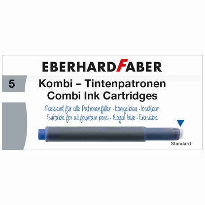 EBERHARD FABER Kombi - Tintenpatronen blau 5 Stück für PELIKAN LAMY FABER ONLINE