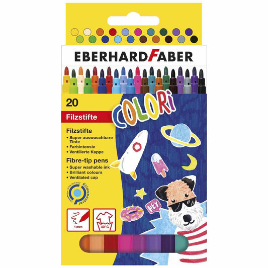 EBERHARD FABER Fasermaler dünn 1,0mm 20 Farben im Etui