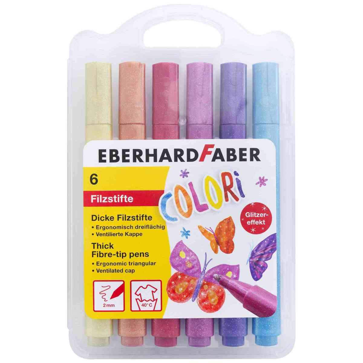 EBERHARD FABER Filzstifte dick dreikant Glitzer 6 Stück