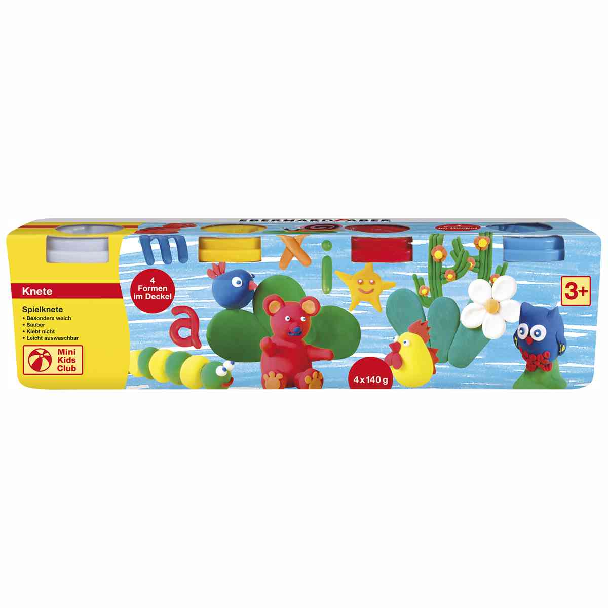 EBERHARD FABER Spielknete Set 4 Farben -BASIC- weiss, gelb, rot, blau