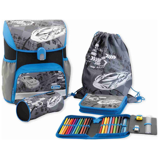 EBERHARD FABER Schulranzen Set EFAlino 4-teilig -RACE CAR blau-