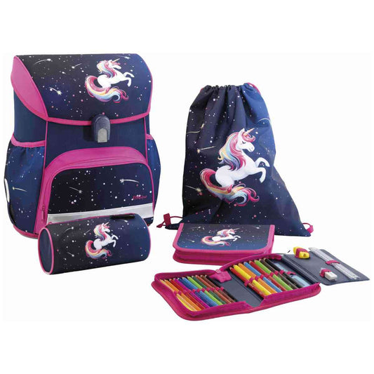 EBERHARD FABER Schulranzen Set EFAlino 4-teilig -EINHORN- blau/pink