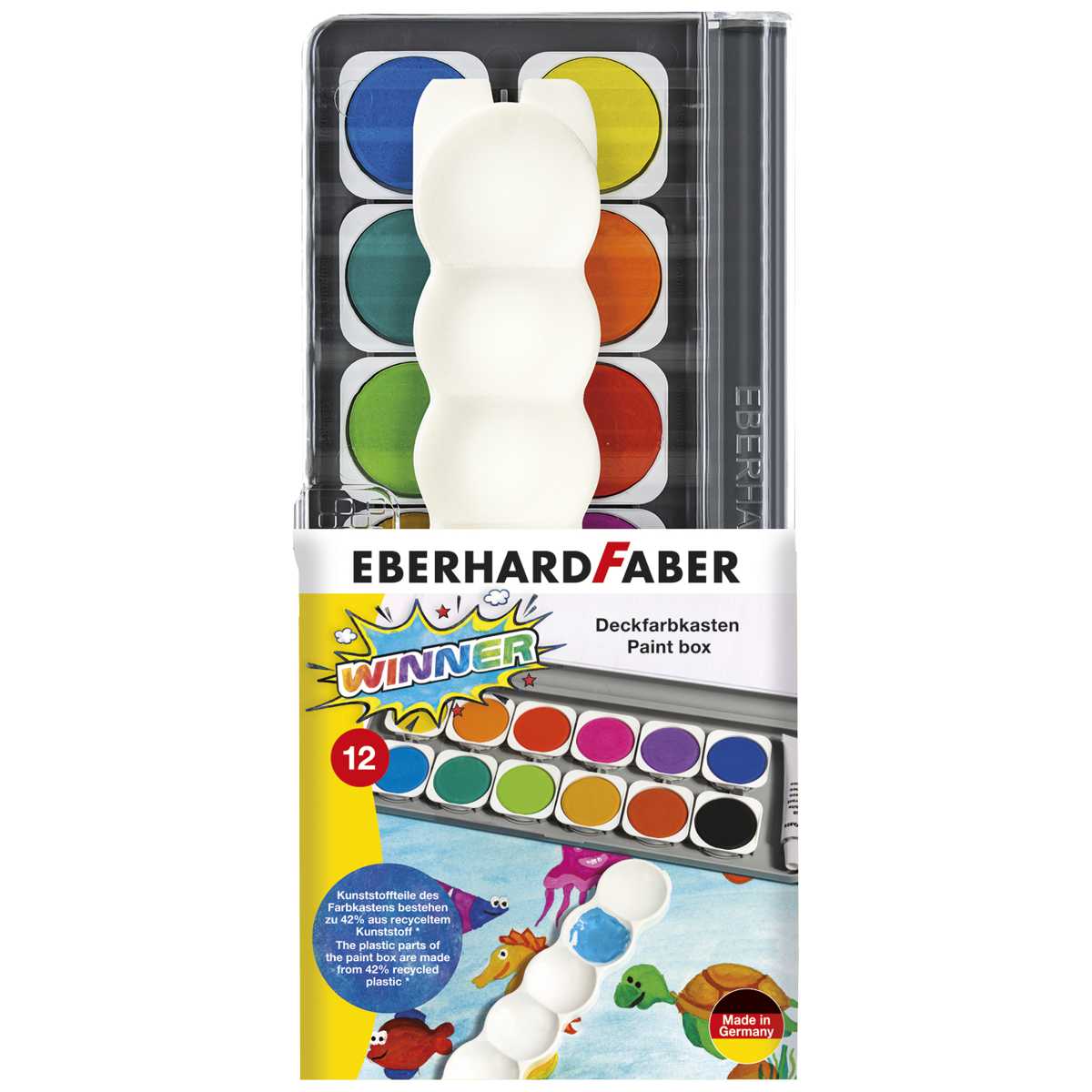 EBERHARD FABER Deckfarbkasten Winner 12 Farben aus 51% Recycling Material