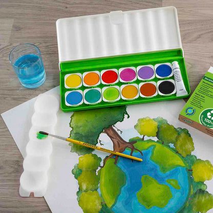 EBERHARD FABER Deckfarbkasten Green Winner 12 Farben aus 100% Recycling Material