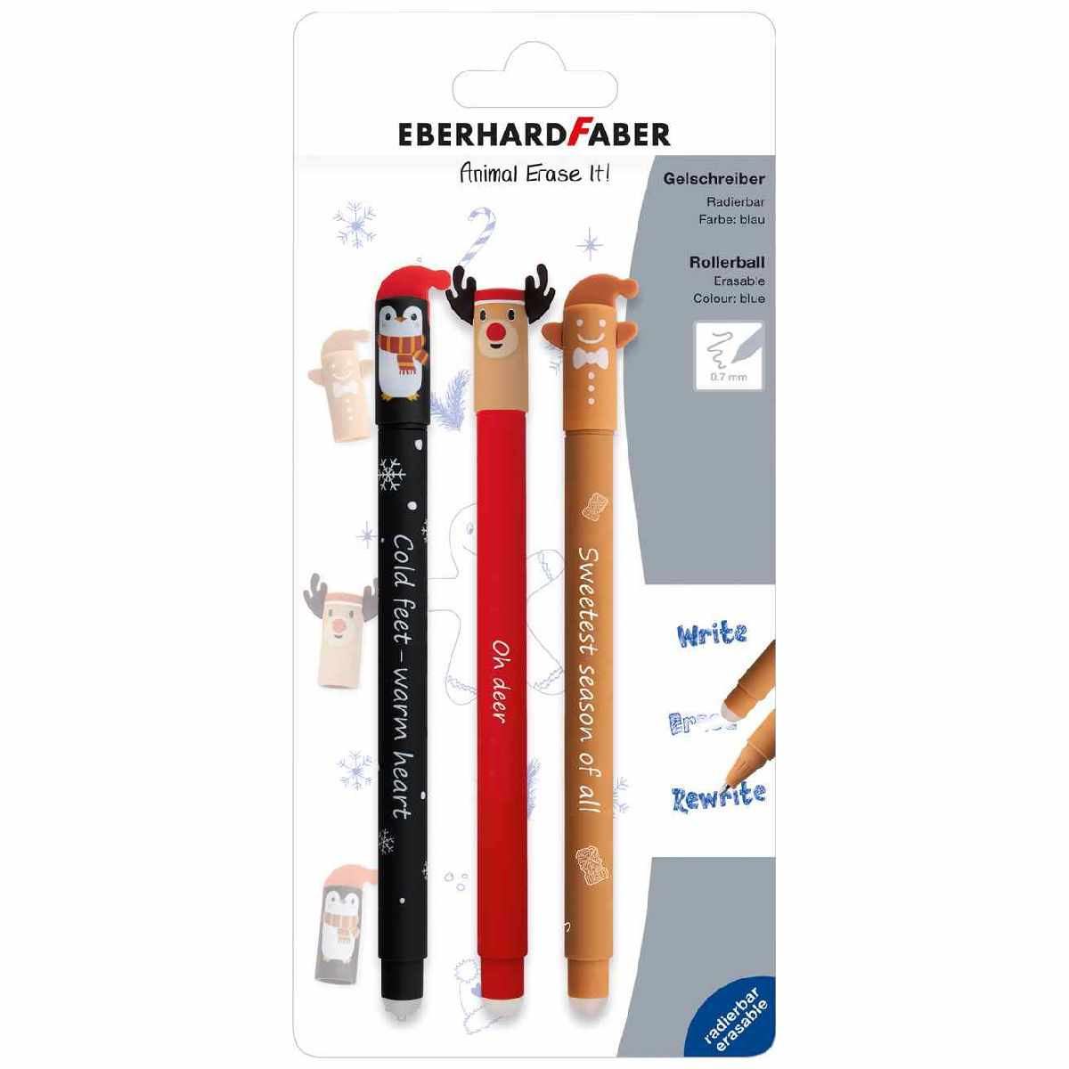 EBERHARD FABER Gelschreiber Animal Erase it! 3 St. Winter