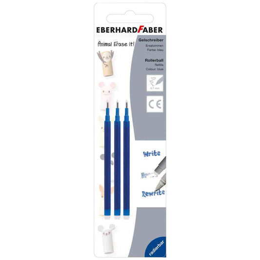 EBERHARD FABER Gelschreiber Mine Animal Erase It 0,7mm blau 3 Stück