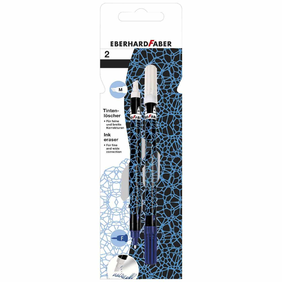 EBERHARD FABER Tintenlöscher M neonblau / schwarz 2 Stück