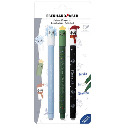 EBERHARD FABER Gelschreiber Animal Erase it! WINTER EDITION 3 Stück