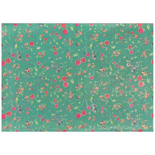 GOLDBUCH Geschenkpapier TURNOWSKY geprägt Golddruck 50x70cm Fruits green