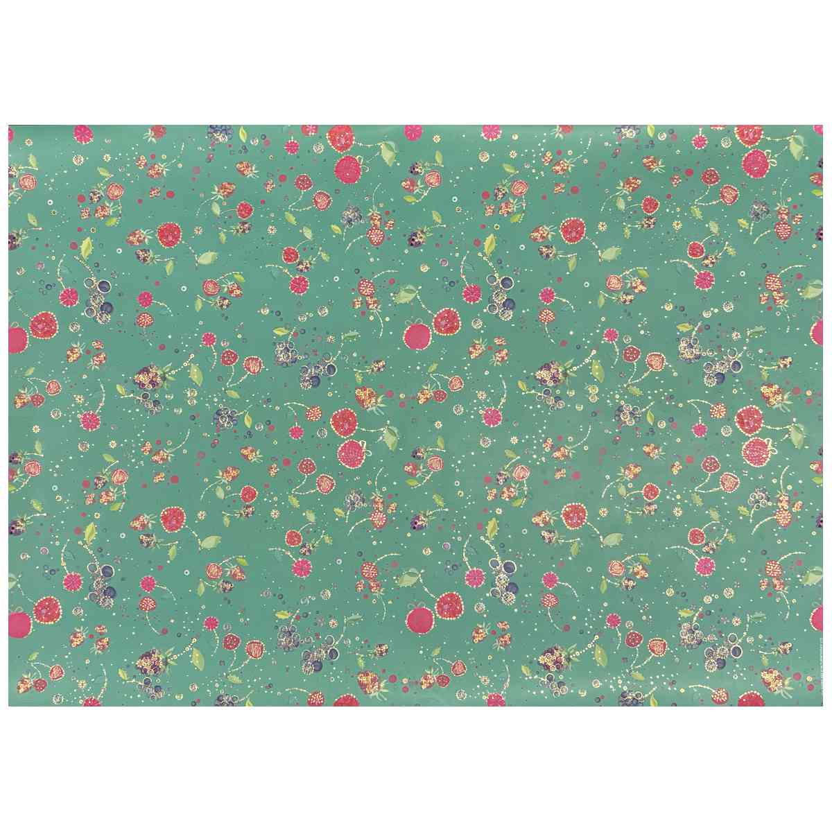 GOLDBUCH Geschenkpapier TURNOWSKY geprägt Golddruck 50x70cm Fruits green