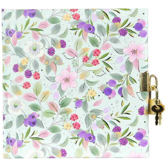 GOLDBUCH Tagebuch mit Schloss TURNOWSKY Blissful Blossom green 16,5x16,5cm 96 weiße Seiten